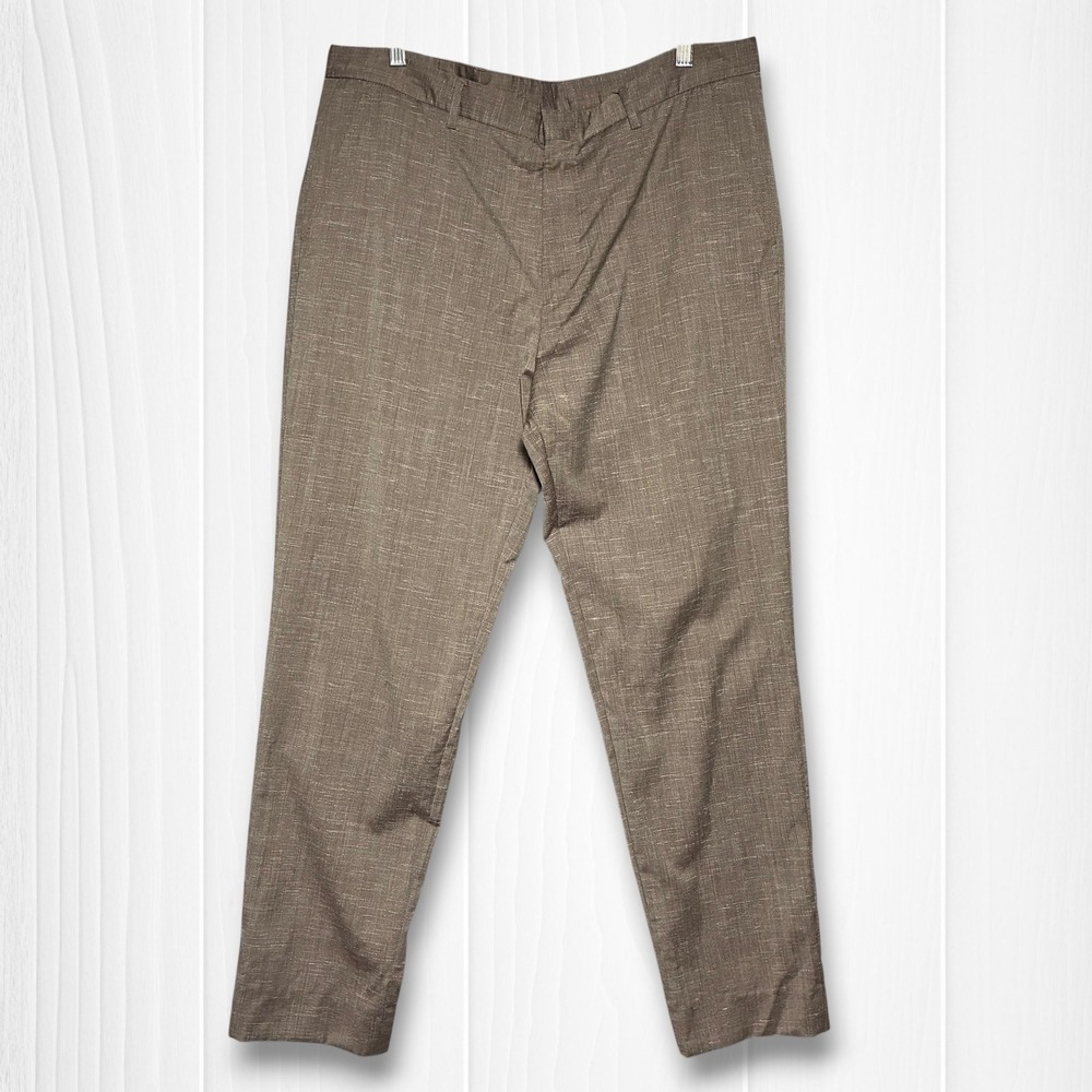 Hugo Boss Virgin Wool Flat Front Dress Pants Mens 36R Brown